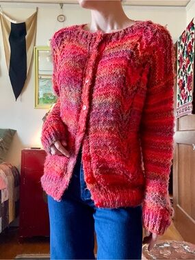 🪡 Hand-Knit Button-Front Women's Sweater